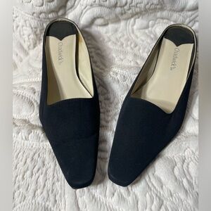 Chadwick’s Black Backless Kitten Heel Shoes - Fabric -10